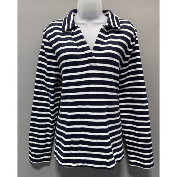 Talbots Tops - Talbots French Terry Johnny Collar Fleece Pull Over XL Minimalist Preppy Casual